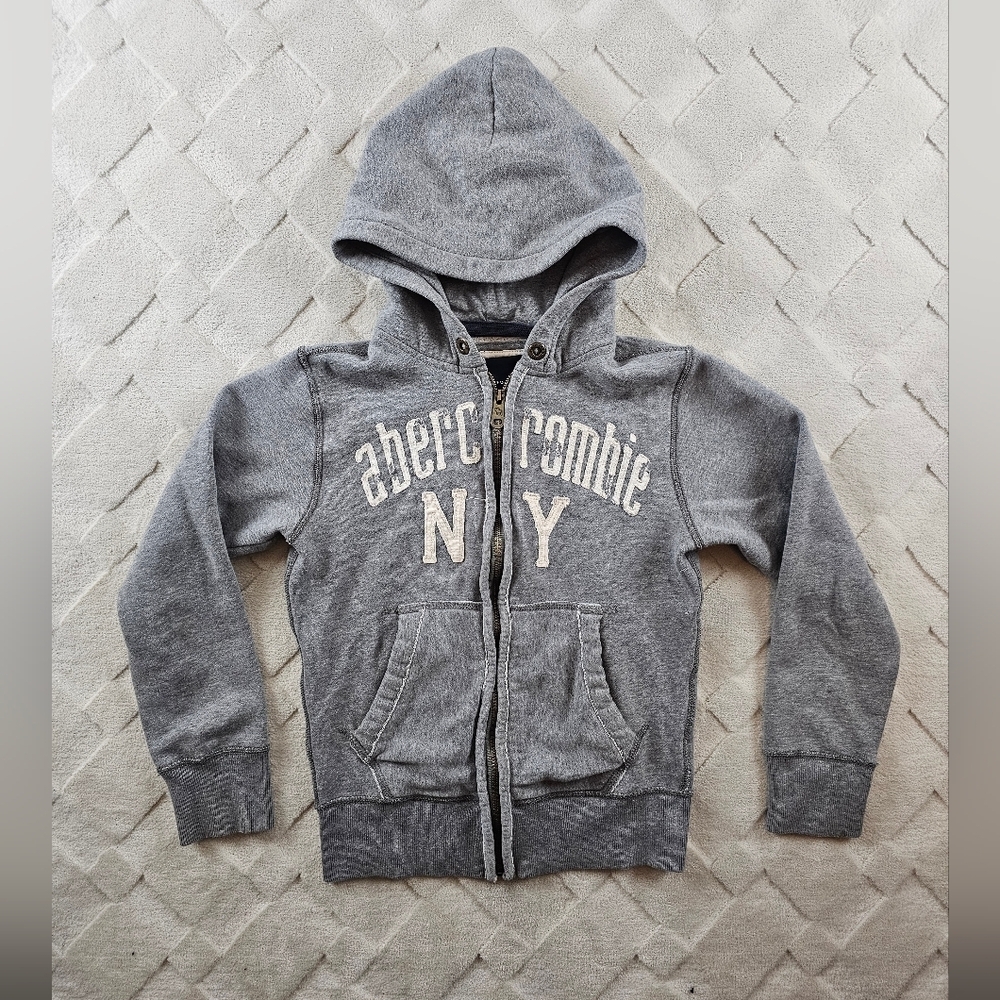 vintage Abercrombie & Fitch Full Zip Hoodie Womens Small Y2K Gray